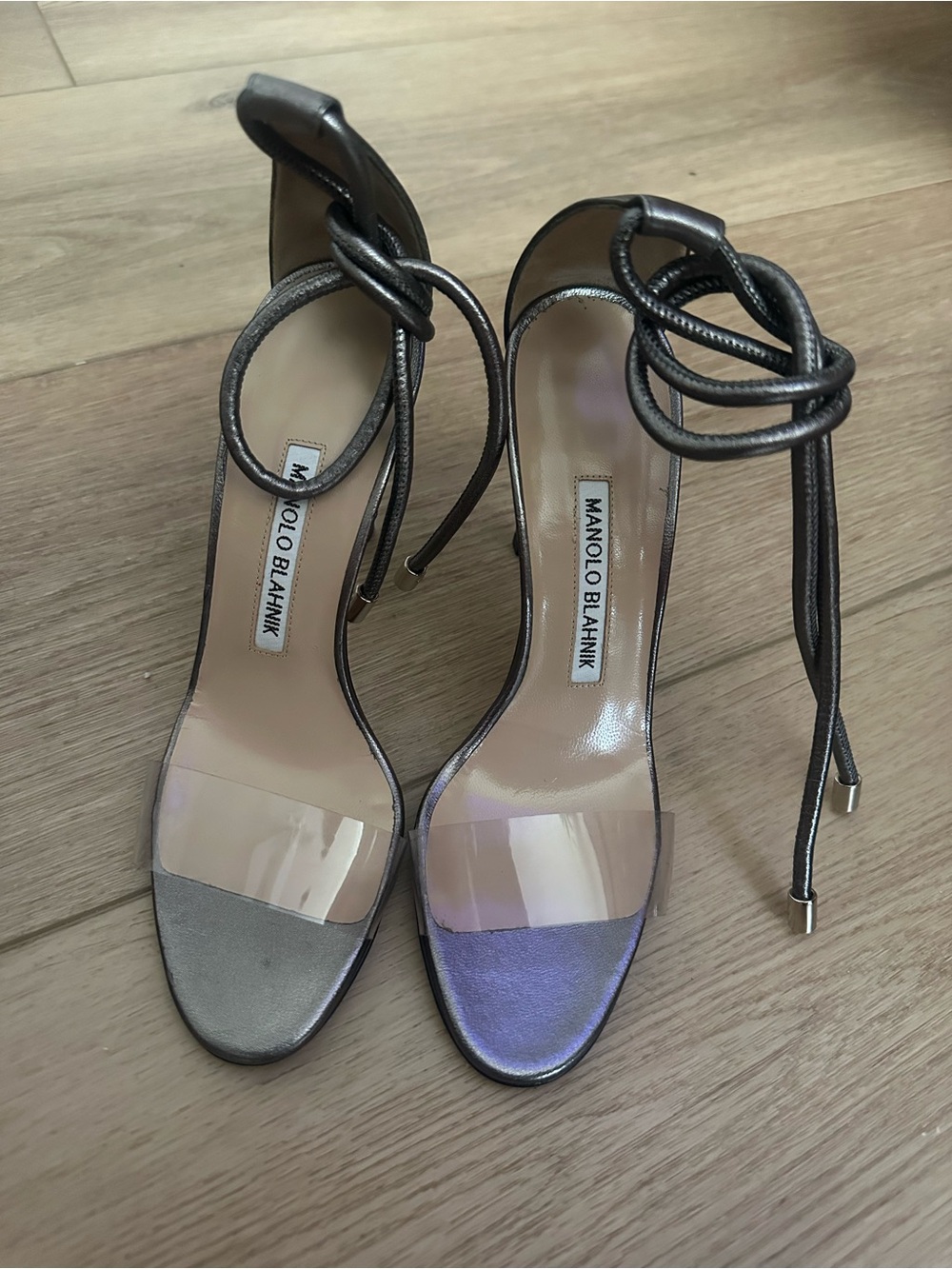 Manolo Blahnik Metallic Strappy heels